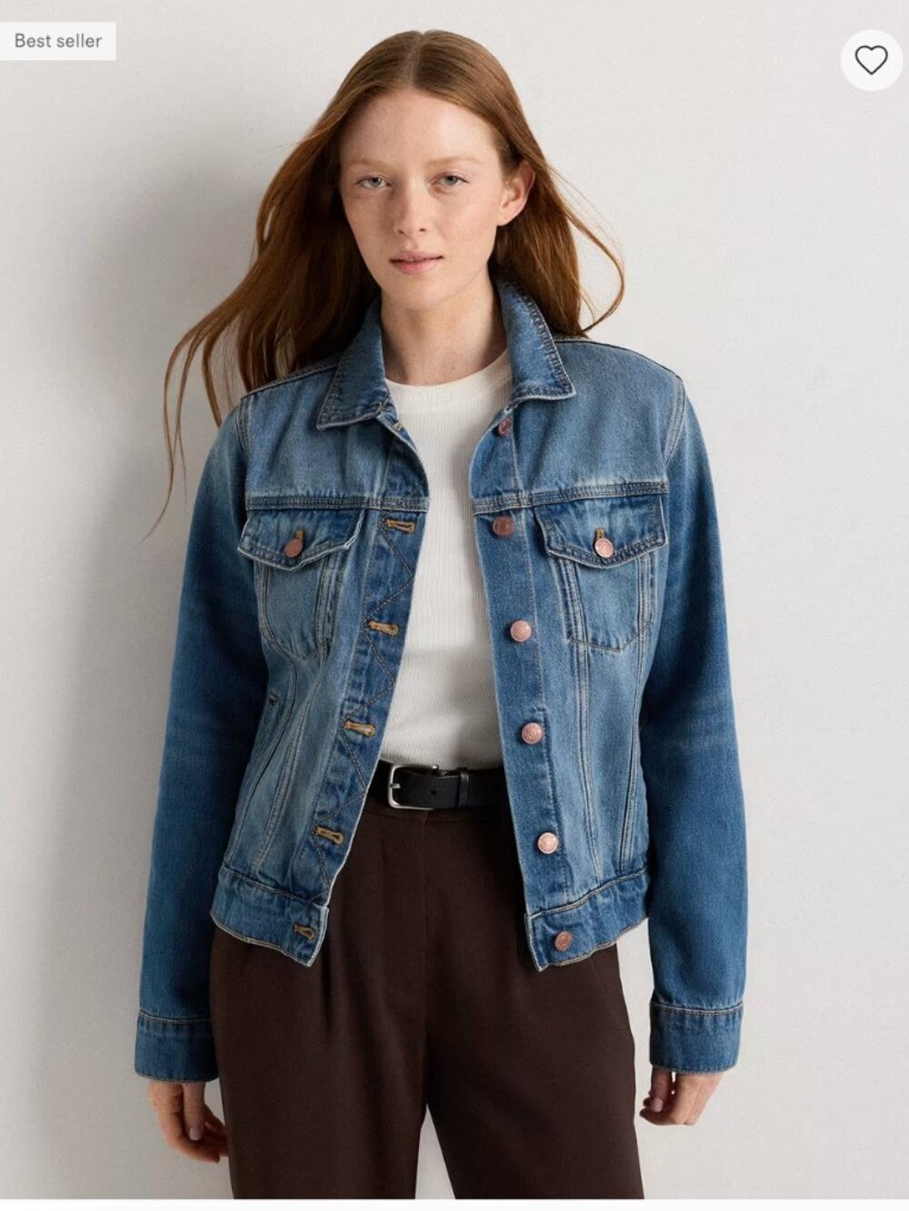 Quince Womens 100% Organic Cotton Denim Jacket Classic Indigo Blue Sz S EUC